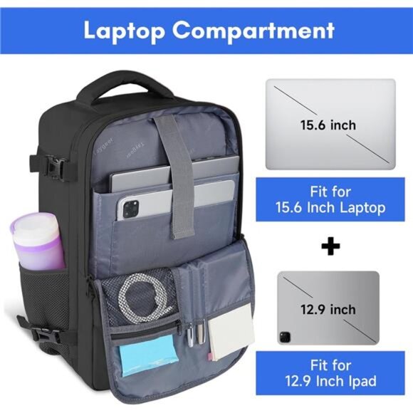 Travel Laptop Backpack for Men Women, Airplane Approved Travel Backpack - Picture 5 of 6